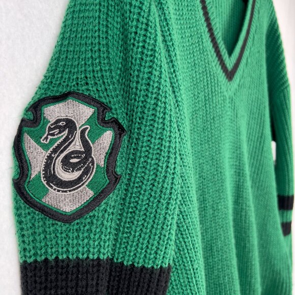 Harry Potter Slytherin Oversized Sweater Dress Embroidered Chunky Knitt Size XS - Picture 2 of 5